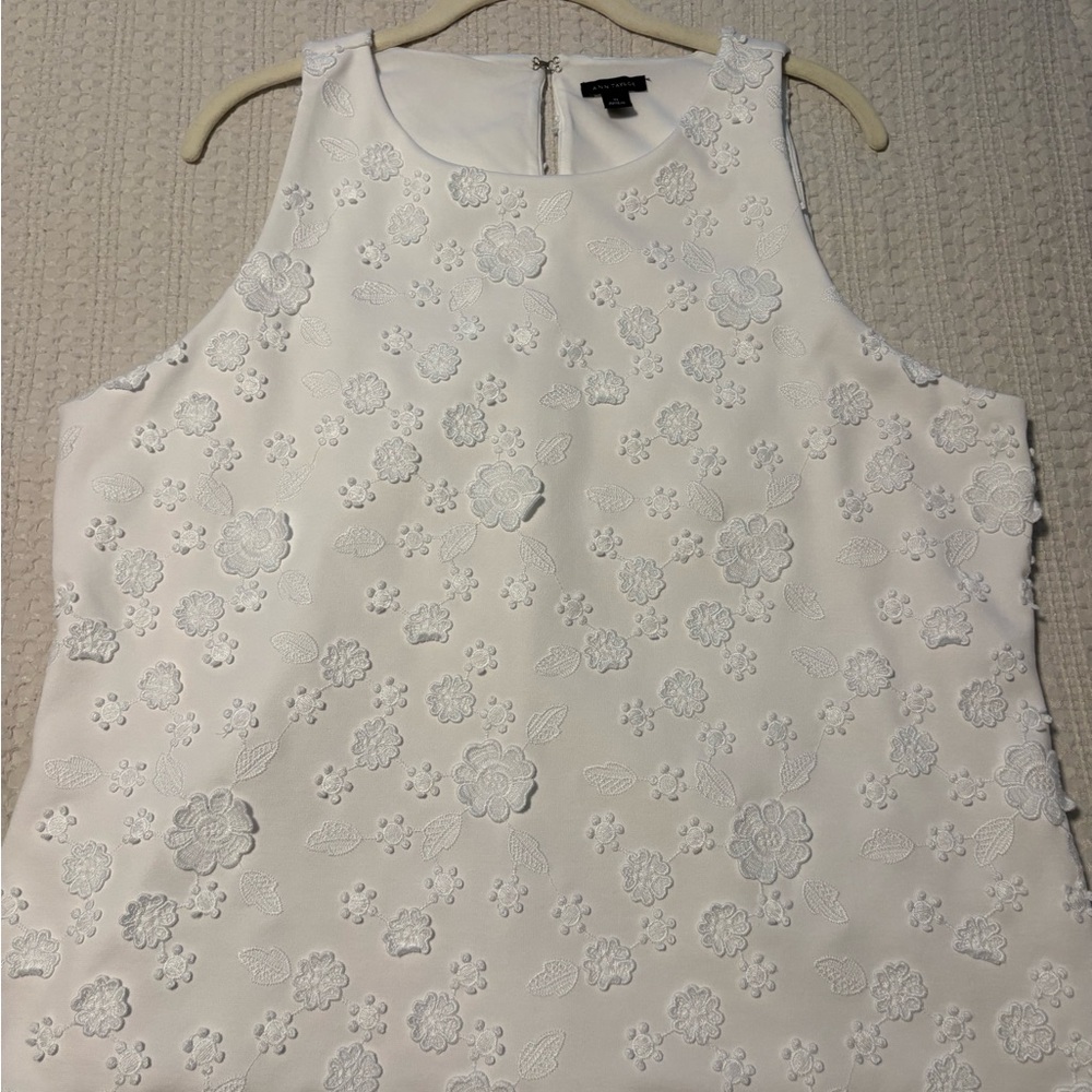 Ann Taylor White Floral Embroidered Blouse